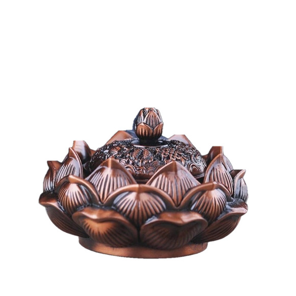 Cast Lotus Tibetan Incense/Candle Holder - Picture 1 of 14